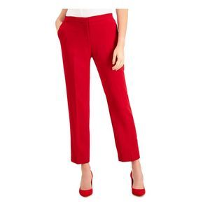 KASPER Womens Red Zippered Pocketed Skinny Mid Rise Wear To Work Pants 16
